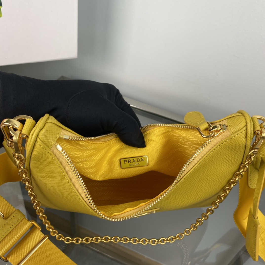 Prada Saffiano Leather Re Edition 2005 Shoulder Bag Sunny Yellow 1BH204